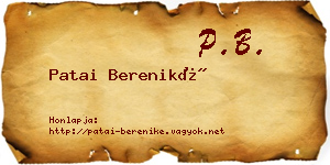 Patai Bereniké névjegykártya